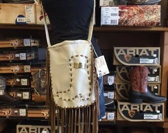 Tan Leather Bag with Tan Leather Boot Design
