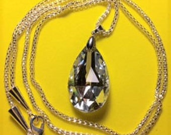 Large Crystal Teardrop Pendant Necklace