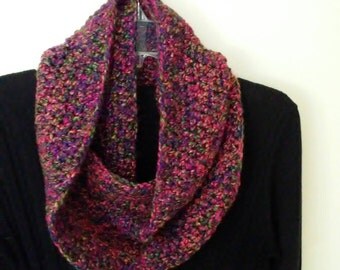 Crocheted Infinity scarf - multicolored