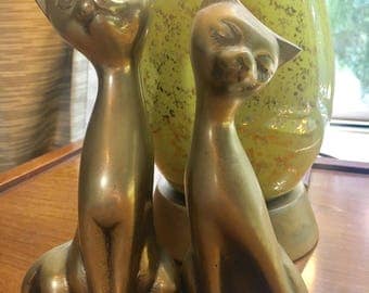 Mid Century Set of Brass Cats