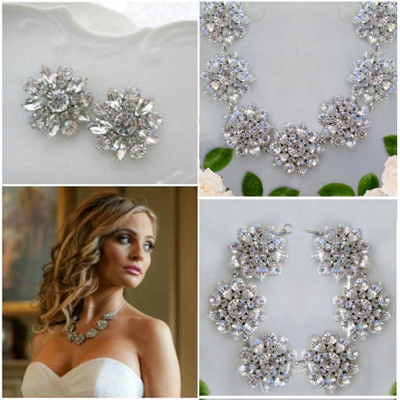Wedding Jewelry set Statement Necklace Matching Earrings