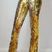 gold sequin flare pants