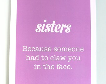 Funny sister card | Etsy