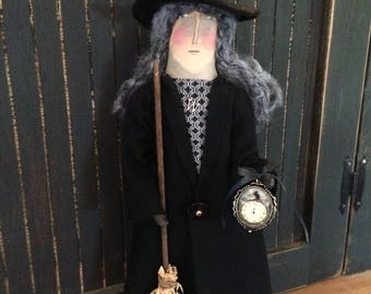 Halloween Witch of the Forest Doll with Charm and Broom
