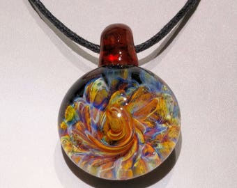 Blown Glass Pendant ~ Burst of Color Necklace ~ Blown Glass Art ~ Jewelry ~ Focal Bead ~ Trippy Pendant (BC597D)