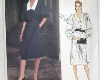 Size 14. bust 36" 70's Vintage Vogue American Designer Sewing Pattern 1140 by Givenchy Dress with Collar and Kimono Sleeve