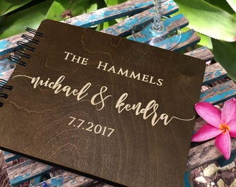 Wooden Wedding Guest Book Rustic Handmade Engraved 8.5x7 Wood Alternate Unique Bride Groom Guestbook Custom Newlywed Wedding Guest Register