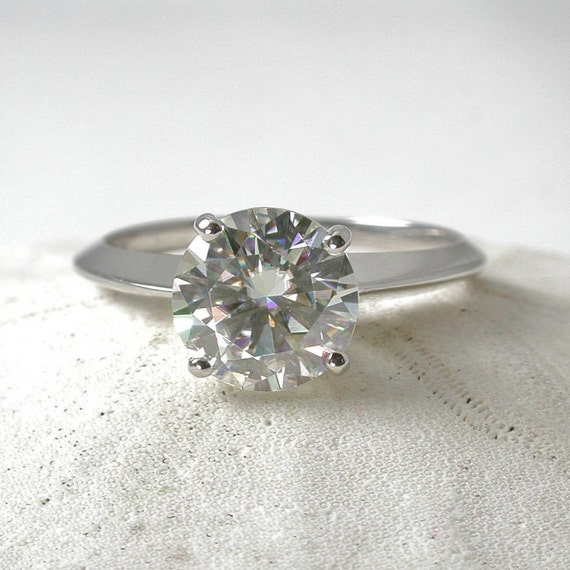 Moissanite Engagement Ring Platinum Engagement Ring Knife