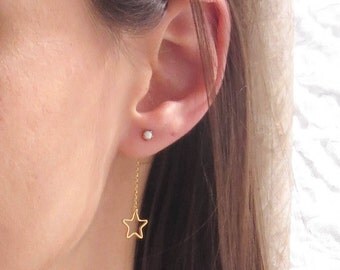 Opal and Star Earrings | Tiny Opal Stud | Everyday Earrings for Women | Opal Stud Earrings | Minimalist Earrings | Star Earrings