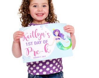 Back To School Sign - Mermaid Sign - First Day Of School Sign - Girls School Sign - First day of Kindergarten - First Day of Preschool