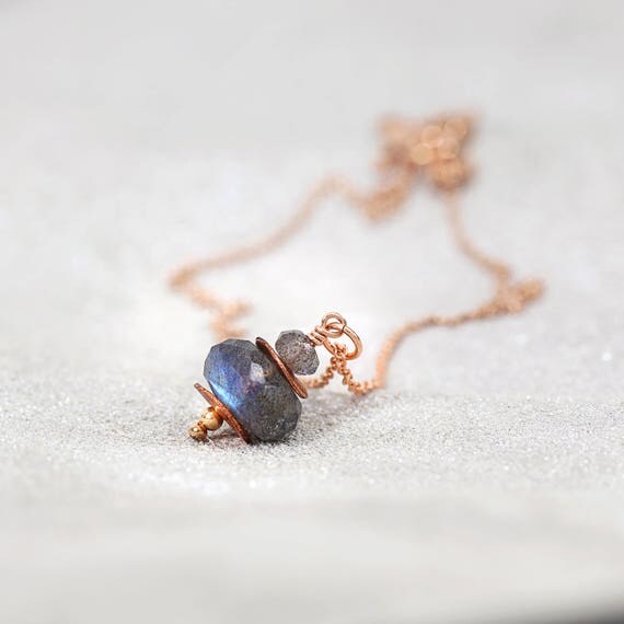 Labradorite Necklace - Rose Gold Necklace