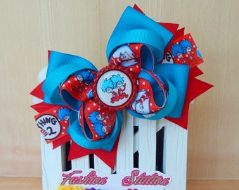 Thing1 and Thing2 bow for babies, toddlers and big girls ~ Bow measures approximately 5.5 inches