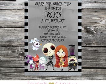 Printable Nightmare Before Christmas Birthday Invitation, Jack and Sally Invitation, Twin Birthday Invite, Sibling Invite, Halloween Invite