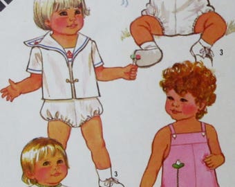 Vintage 1981 Simplicity Toddler's One-Piece Playsuit, Romper and Jacket Pattern 5523 Size 1/2 -1