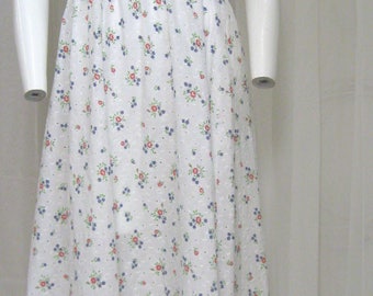 Prairie maxi dress, 1970s vintage boho Candi Jones smocked-top dress, eyelet floral print, size small/medium