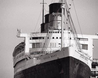 The Queen Mary, Long Beach California Photo, Black and White Photography, Black & White Picture - Limited Edition Photo Print