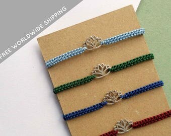 Lotus Bracelet, Yoga Bracelet, Cord Bracelet, Lotus Flower, Macrame Bracelet, Macrame Jewelry, Lotus, Gift for Her, Gift Idea, Spiritual