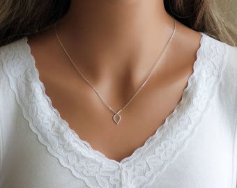 100% Sterling Silver Love Knot Necklace, Love Heart Necklace, Knotted Necklace, Knot Necklace, Infinity Necklace, Friendship Necklace