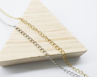 2 yards, Brass Chain, 3mm Cable Chain, extension chain