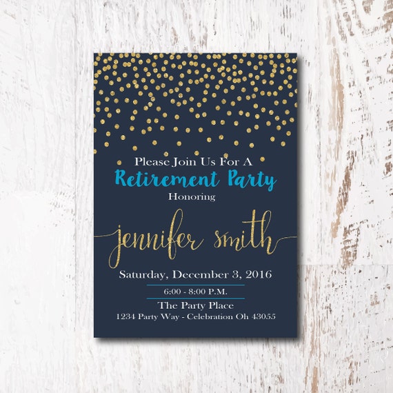 Navy And Gold Invitation Retirement Party Invitations For