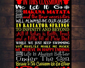 DISNEY CLASSROOM RULES Sign Sale Art Print Canvas