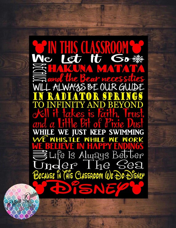 DISNEY CLASSROOM RULES Sign Sale Art Print Canvas