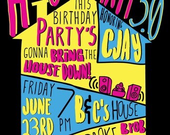 House Party Ultimate 90s Party House Party Invitation Digital File- You print at home or online (DIGITAL COPY)