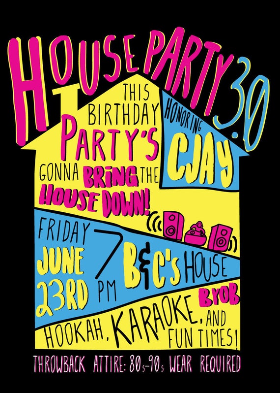 House Party Ultimate 90s Party House Party Invitation Digital