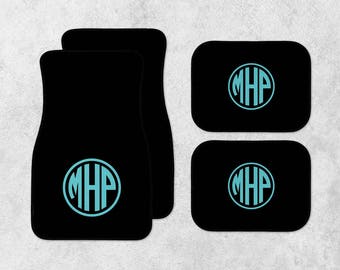 Monogram Car Mats - New Car Floor Mats - Black Car Mats - Personalized Car Mats - Custom Car Mat Set - Full Set Car Mats - New Driver Gift
