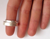 Two Silver Interlocking Rings - Mountain Range - Coast Ring - Interconnected Wedding Band - Couple - Friendship - Puzzle - Fit Together