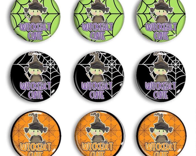 Halloween trick or treat party magnets - Kid's party favors - Halloween Party - Witches - Purple party decor - Fridge magnets - Gift