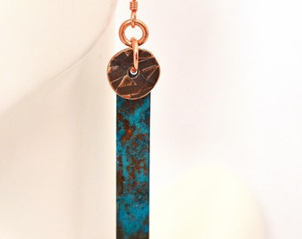 Turquoise Earrings - Copper Earrings - Patina Earrings - Boho Earrings - long earrings - verdigris earrings - turquoise jewelry jewelry
