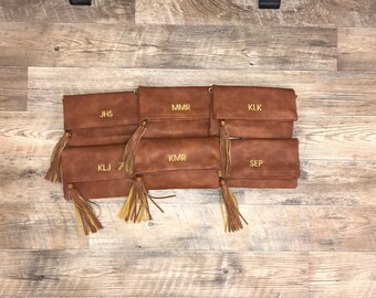 Monogrammed Clutch | Bridal Pack | Bridesmaid Gift | Fold Over Clutch | Monogram Fold Over | Faux Leather | Charlotte