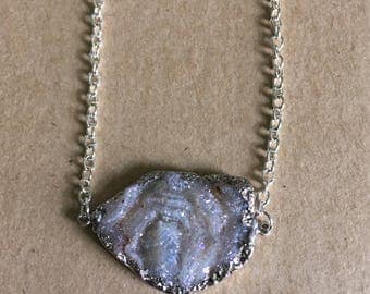 Agate Druzy Pendant Connector Necklace