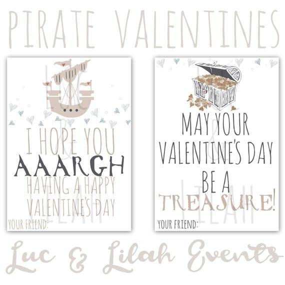 Pirate Valentines / Pirate Valentine's Day Cards / Printable Valentines / Instant Download Valentines / Printable Pirate Valentines Il_570xn
