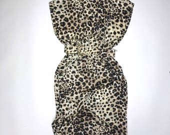 vintage leopard print belted dress by Menu