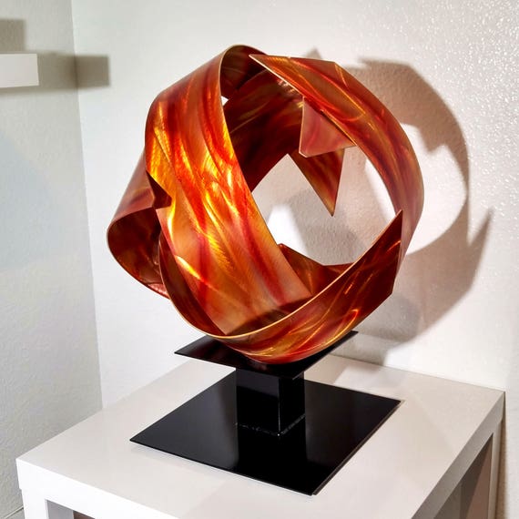 abstract fire red resin sculpture