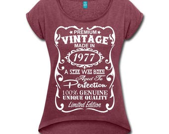 40th Birthday Gift, 40th Birthday Gift for Woman, 1977 Shirt, 40th Birthday, 1977 Birthday, Made in 1977, 40 Year Old Birthday VELVETY PRINT