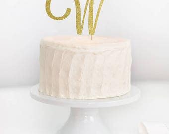 Single Letter Cake Topper, Initial Cake Topper, Monogram Wedding Cake Topper, Engagement Monogram Cake Topper