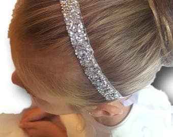Flower Girl Bridesmaid First Communion Hair Accessory with Crystal Finish