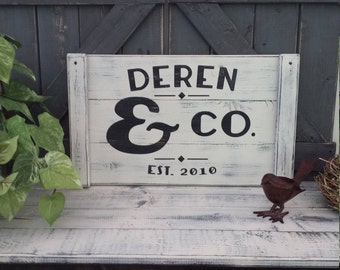5th ANNIVERSARY GIFT, Fifth Anniversary gift for him, Family name sign, Wood Anniversary gift, Rustic Anniversary, 18" x 10.5"