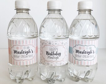 Ice Skating Party Water Bottle Labels Personalized Water