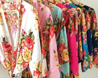 bridesmaid robes, floral bridal robes , bridesmaid kimono robes, satin bridesmaid robes , bridesmaid gift , bridal party robe