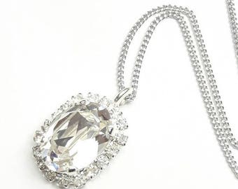Crystal bridal pendant necklace Drop pendant Wedding crystal necklace Crystal jewelry Bridal Swarovski crystal pendant Crystal pear pendant