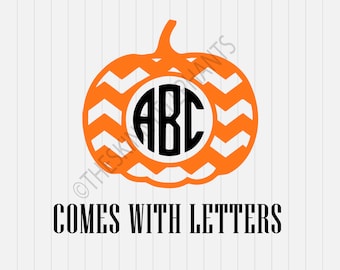 Pumpkin Monogram Svg, Halloween Svg, svg, dxf, eps, png, Pdf - Download - Cut File, Clipart - Cricut Explorer - Silhouette Cameo