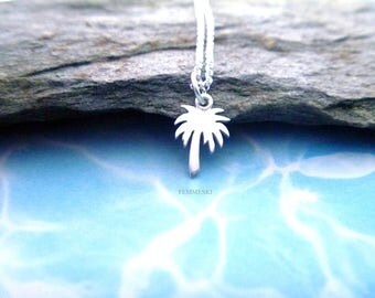 Solid Sterling Silver Tropical Palm Tree Natural 1/3carat White