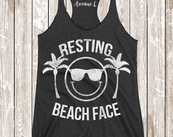 Resting Beach Face Tank - Workout Clothing - Muscle Tank - Running Tank - Workout Tank