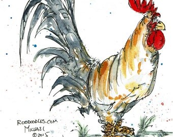 Roodoodle Original and Signed Watercolor Print