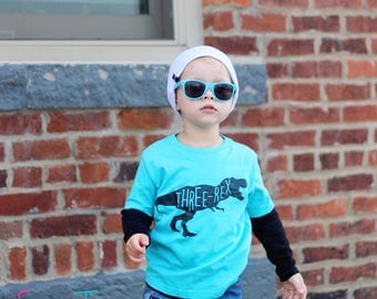 Third Birthday Shirt Three rex Shirt Dinosaur Birthday Shirt Boy Girl Heather Tshirt Kids Toddler Top Shirt