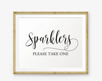 Sparkler Sign Printable, Wedding Sign, Sparklers. Please Take One Sign, Wedding Decor, landscape sign